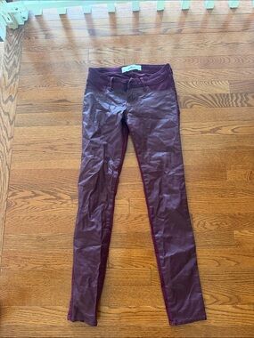 Hollister Women's Coated Skinny Pants in Plum